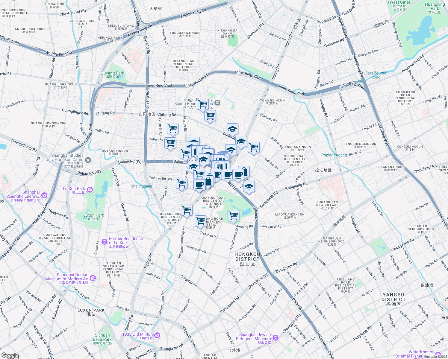 map of restaurants, bars, coffee shops, grocery stores, and more near in 
