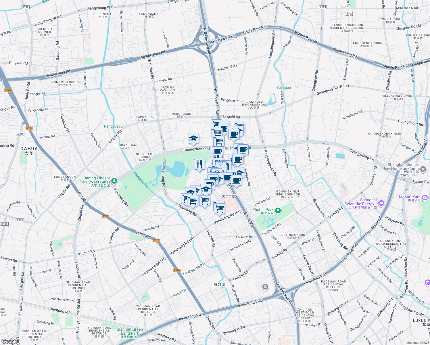 map of restaurants, bars, coffee shops, grocery stores, and more near in 