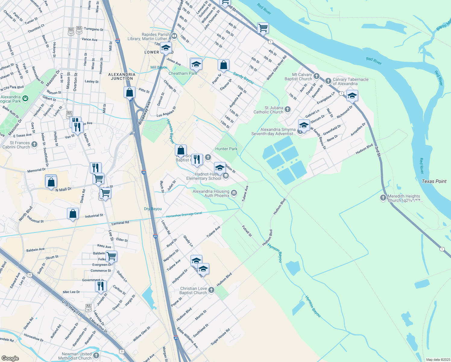 map of restaurants, bars, coffee shops, grocery stores, and more near 4020 Aaron Street in Alexandria