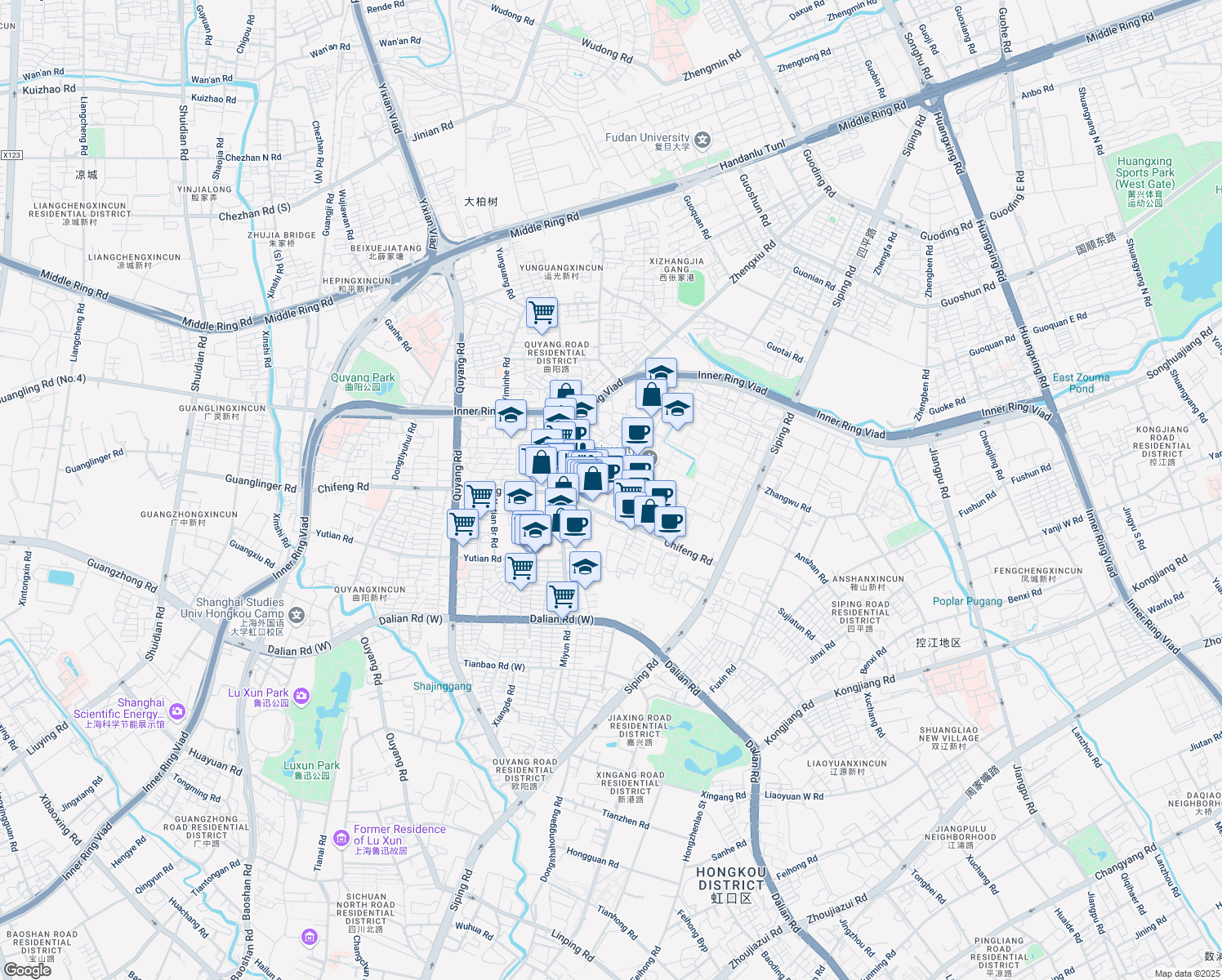 map of restaurants, bars, coffee shops, grocery stores, and more near in 