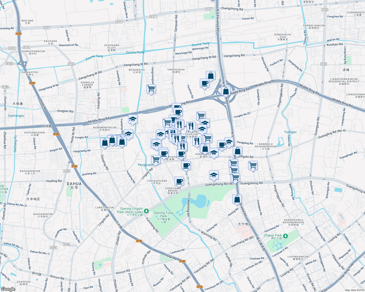 map of restaurants, bars, coffee shops, grocery stores, and more near in 