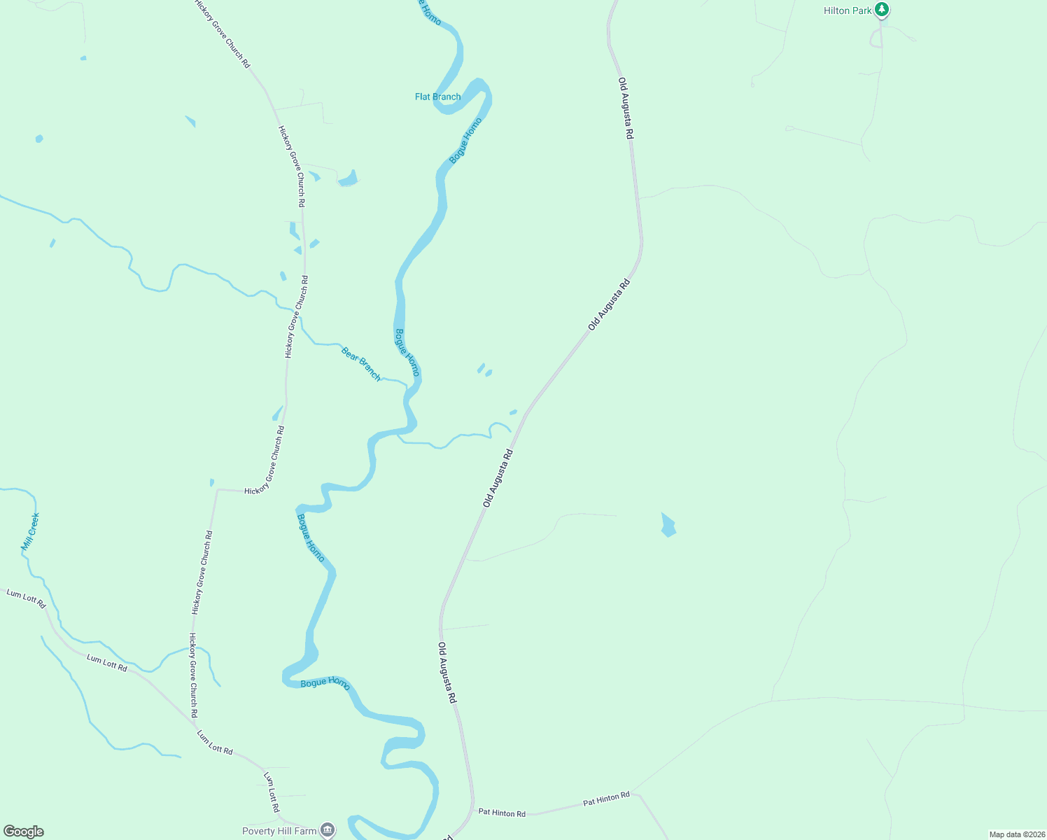 map of restaurants, bars, coffee shops, grocery stores, and more near Old Augusta Road in Richton