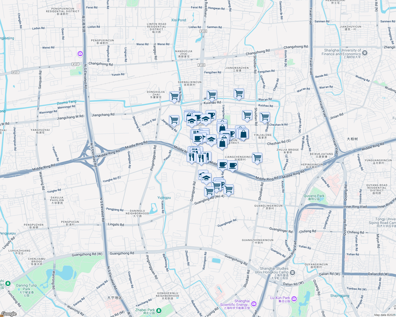 map of restaurants, bars, coffee shops, grocery stores, and more near in 