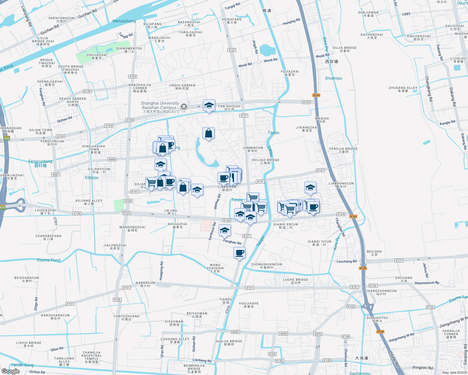 map of restaurants, bars, coffee shops, grocery stores, and more near in 