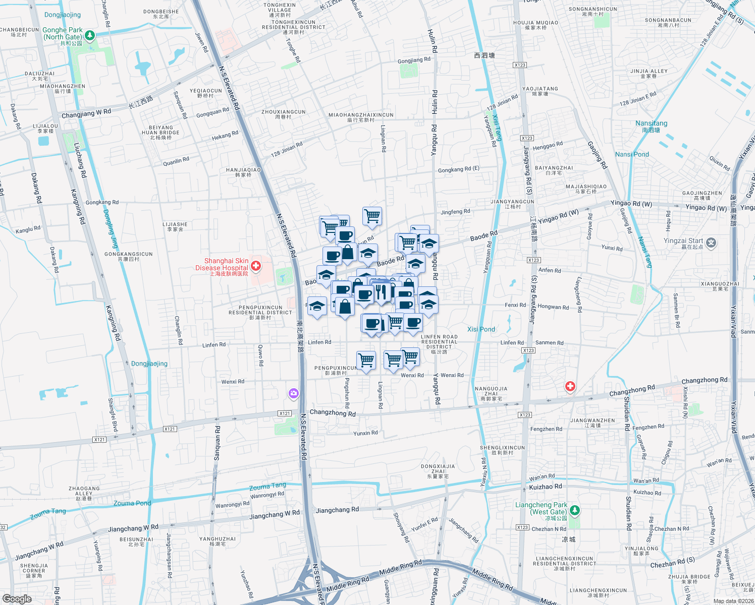 map of restaurants, bars, coffee shops, grocery stores, and more near in 