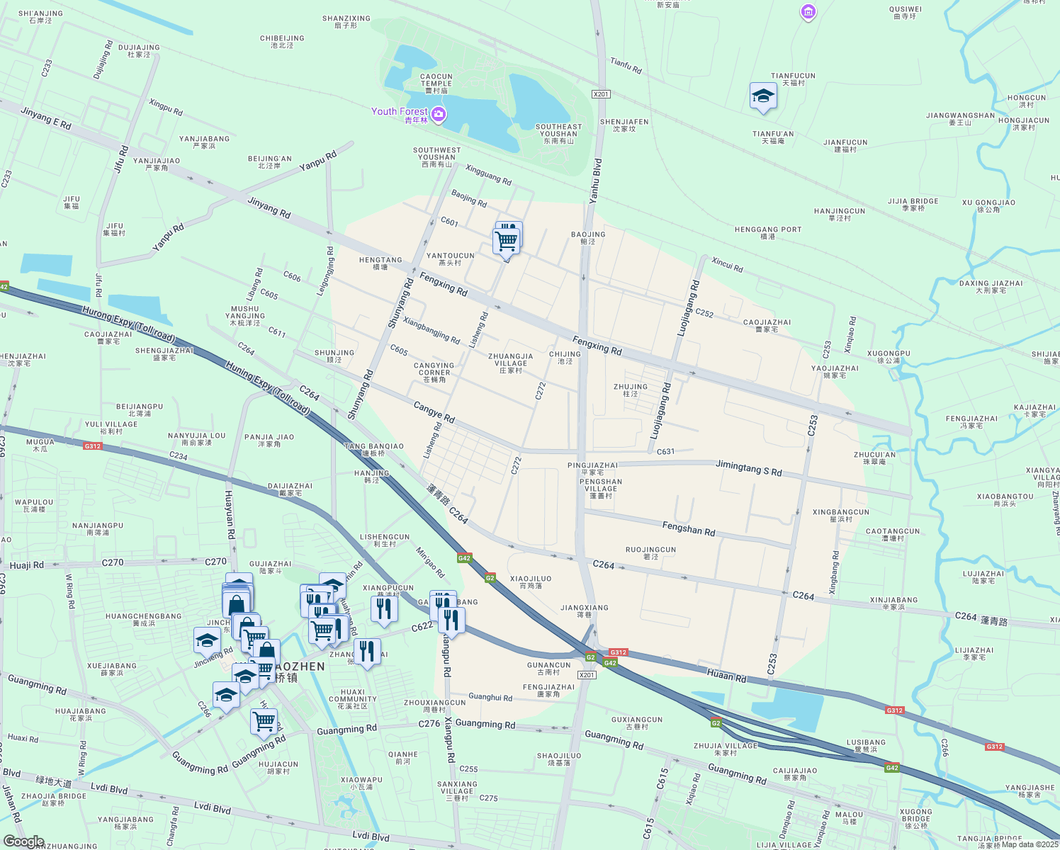 map of restaurants, bars, coffee shops, grocery stores, and more near Li Ming Lu in Suzhou Shi