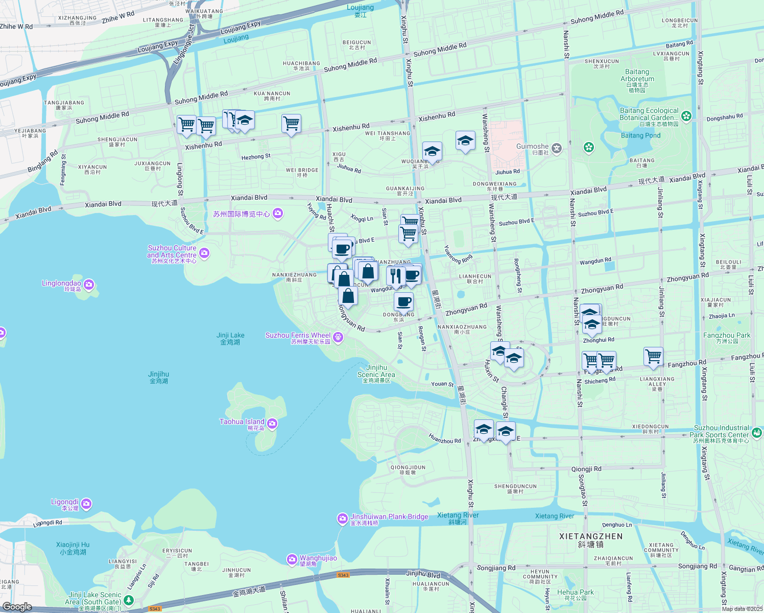 map of restaurants, bars, coffee shops, grocery stores, and more near 文化水廊支路 in Su Zhou Shi