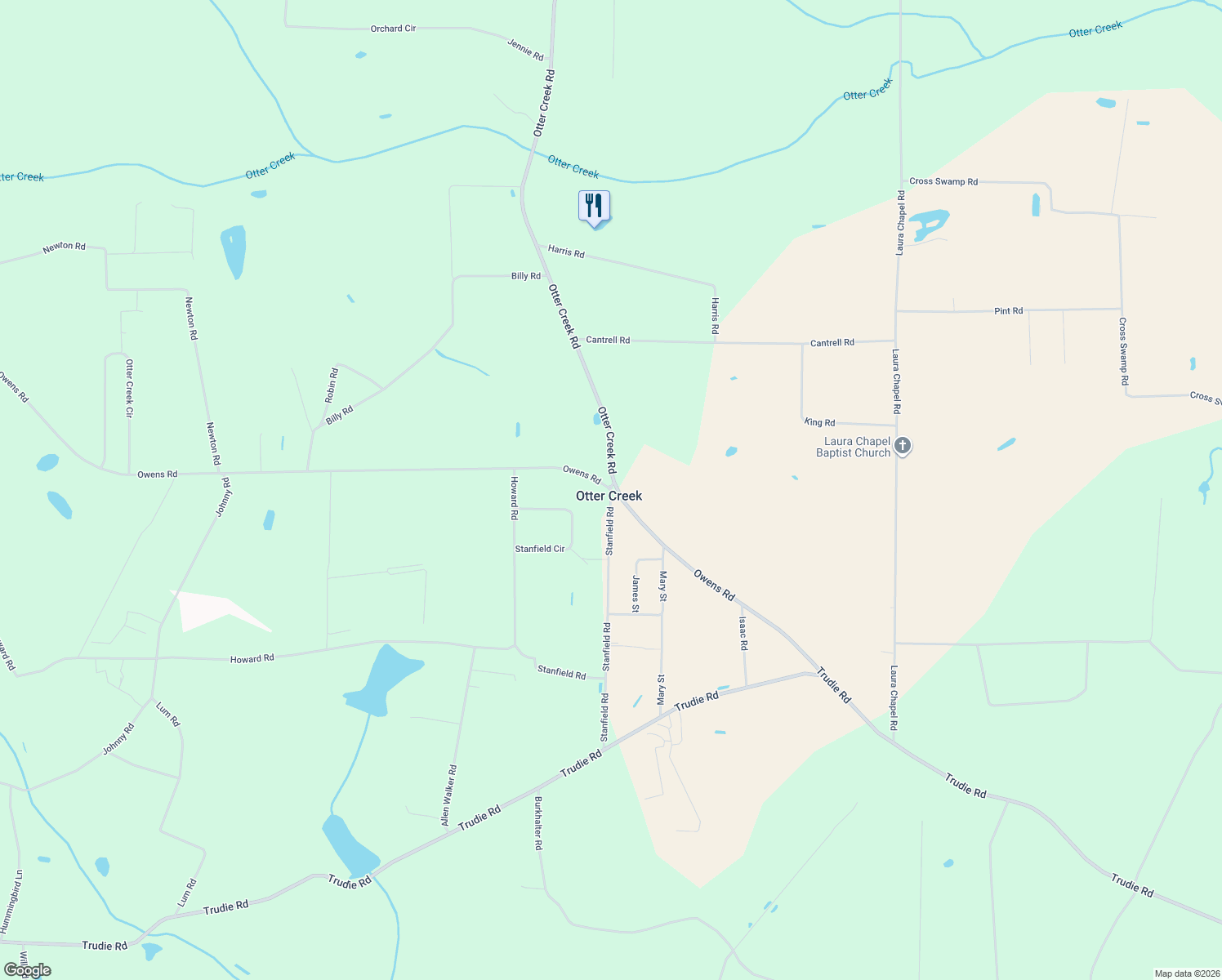 map of restaurants, bars, coffee shops, grocery stores, and more near 4786 Otter Creek Road in Patterson