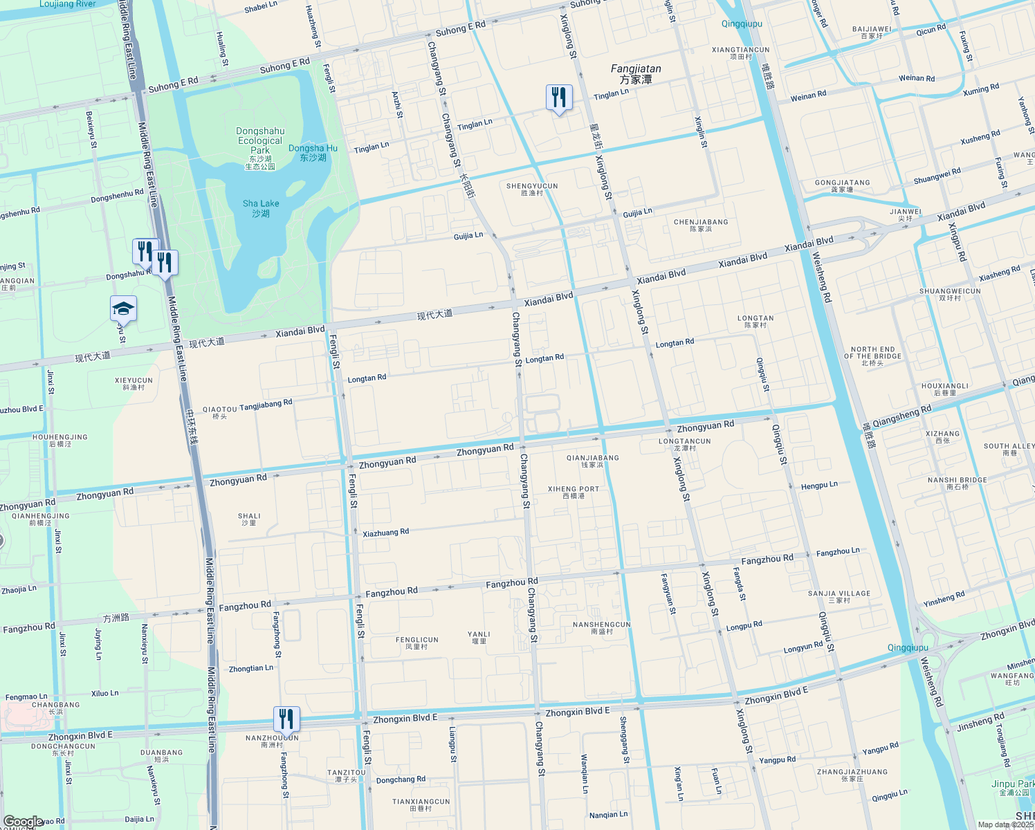 map of restaurants, bars, coffee shops, grocery stores, and more near 299 Chang Yang Jie in Su Zhou Shi
