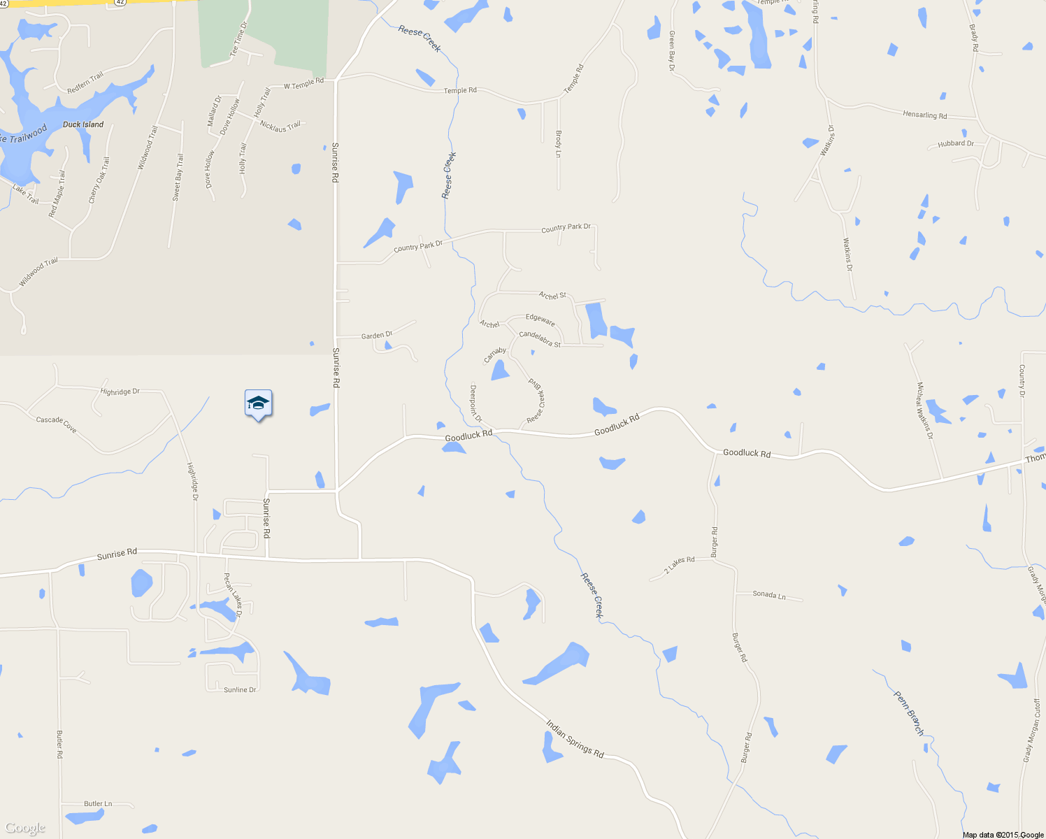 map of restaurants, bars, coffee shops, grocery stores, and more near Reese Creek Boulevard in Petal