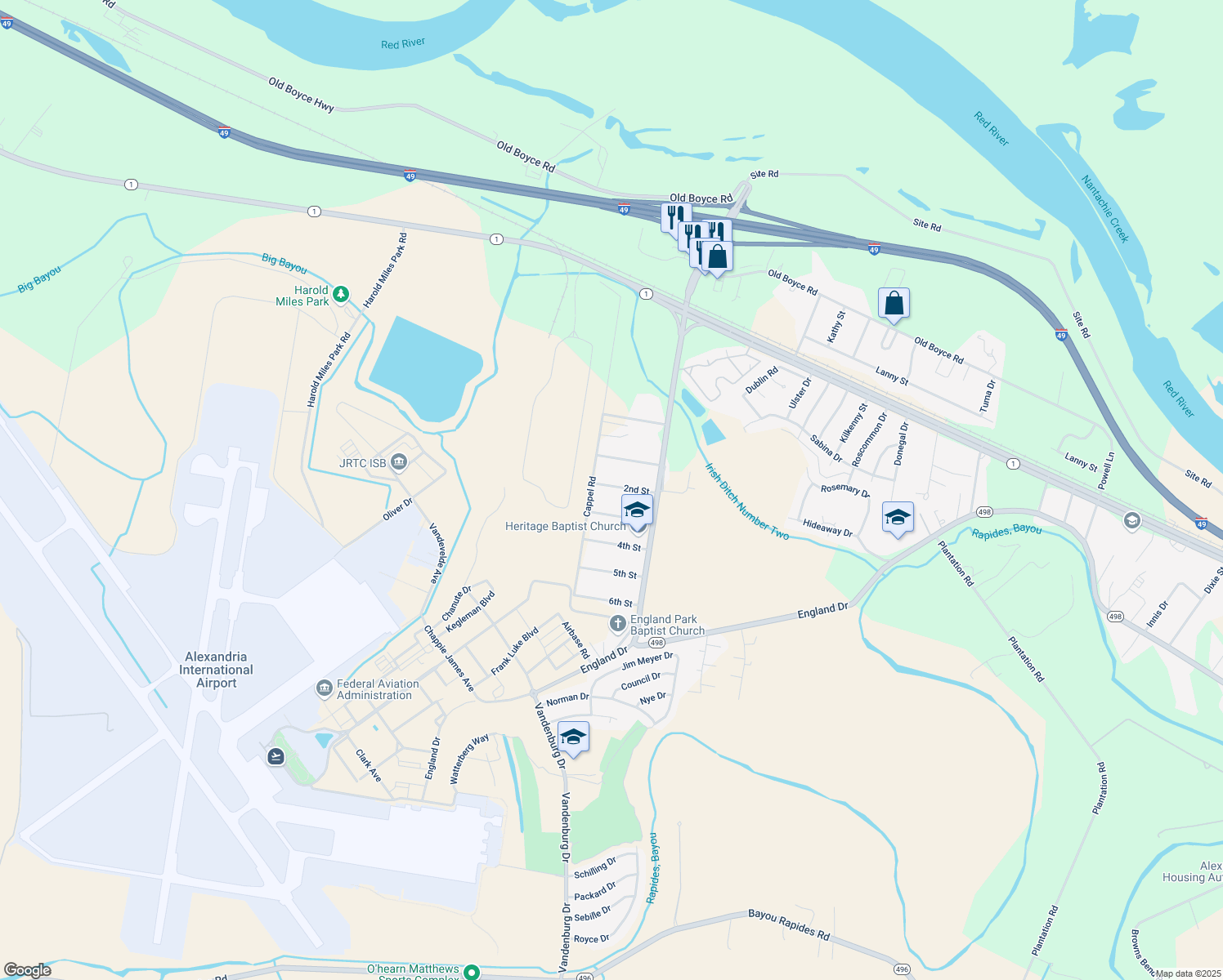 map of restaurants, bars, coffee shops, grocery stores, and more near 6631 2nd Street in Alexandria