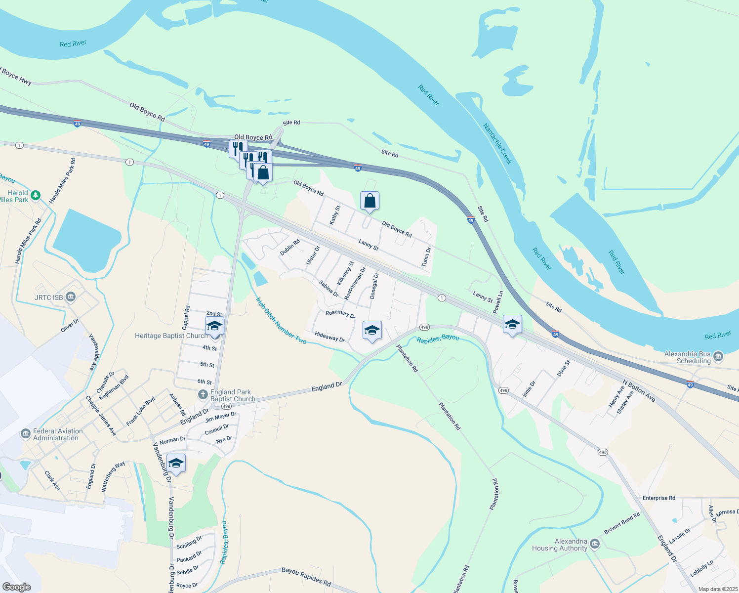 map of restaurants, bars, coffee shops, grocery stores, and more near 1810 Donegal Drive in Alexandria