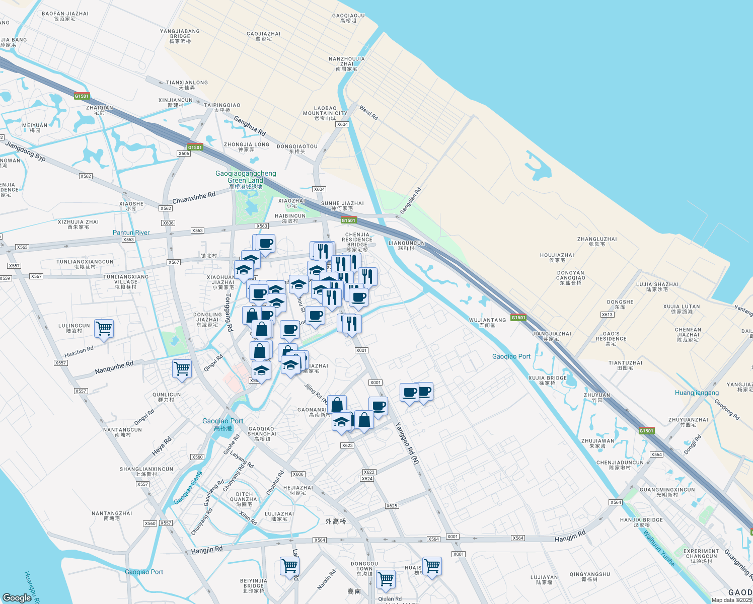 map of restaurants, bars, coffee shops, grocery stores, and more near in 