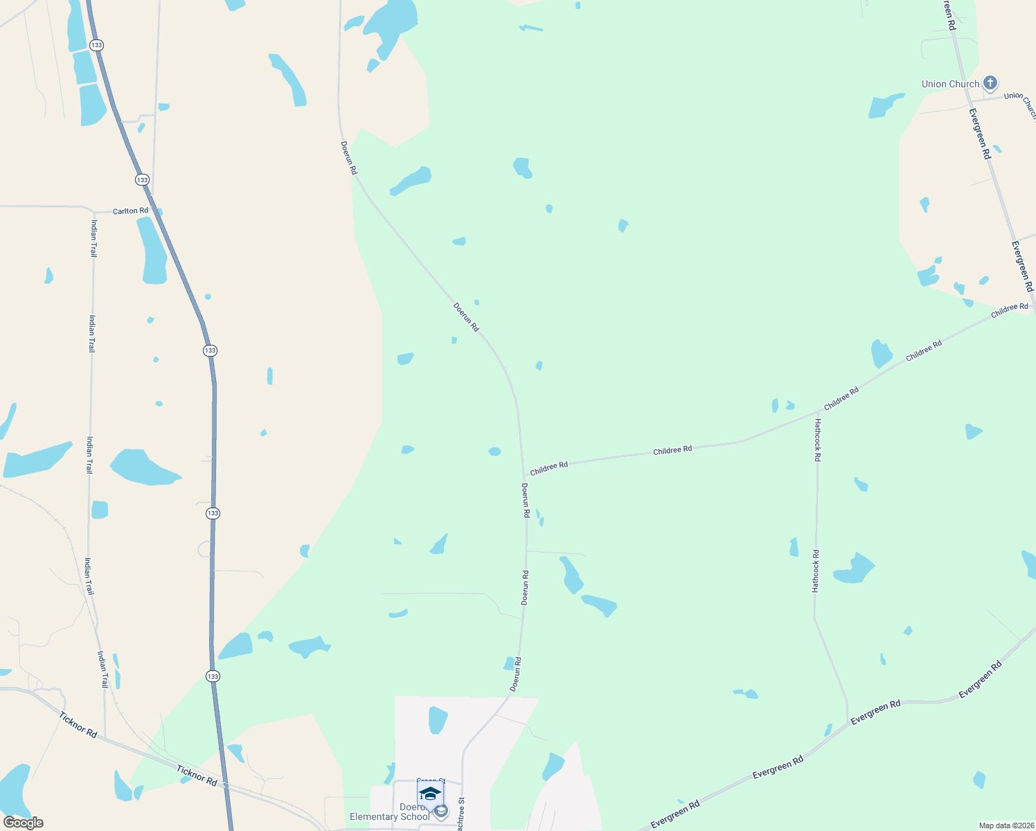 map of restaurants, bars, coffee shops, grocery stores, and more near 938 Doerun Road in Doerun