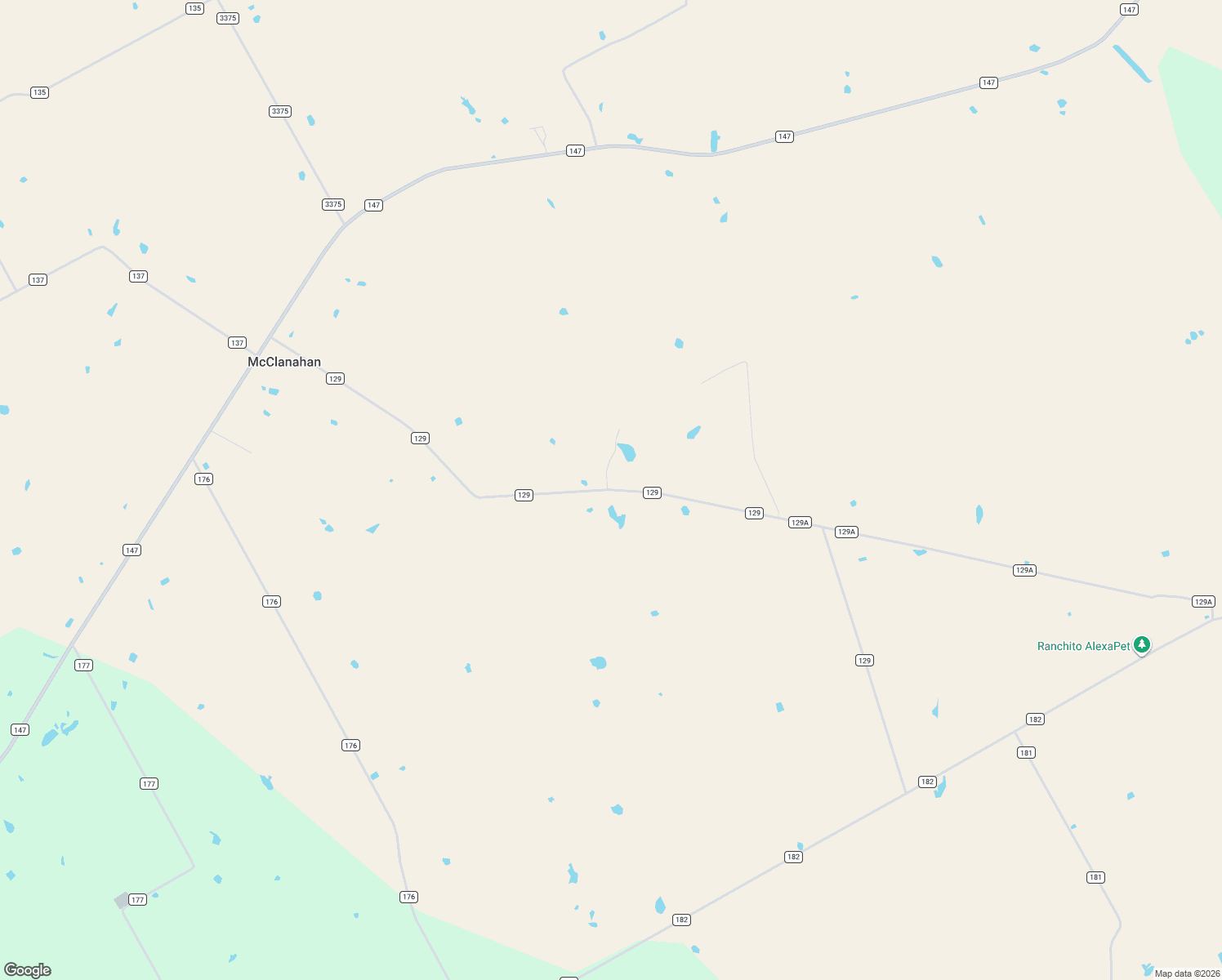 map of restaurants, bars, coffee shops, grocery stores, and more near County Road 129 in Marlin