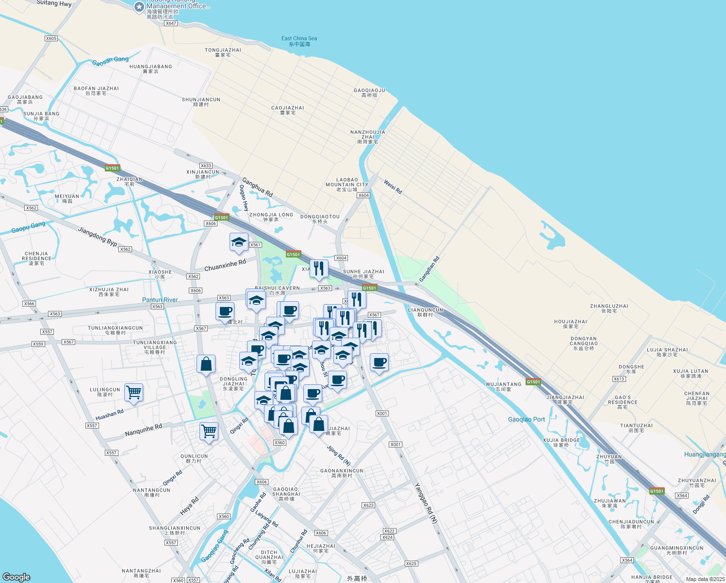 map of restaurants, bars, coffee shops, grocery stores, and more near in 