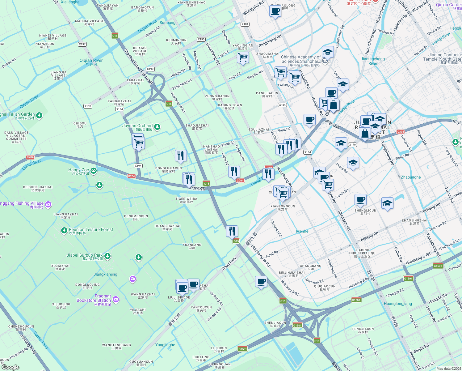 map of restaurants, bars, coffee shops, grocery stores, and more near in 