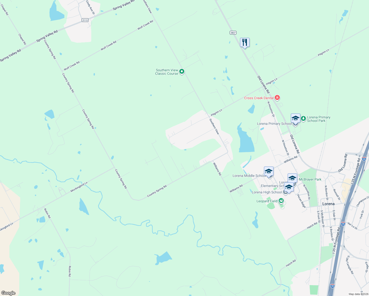 map of restaurants, bars, coffee shops, grocery stores, and more near 2863 Burl Lane in Lorena