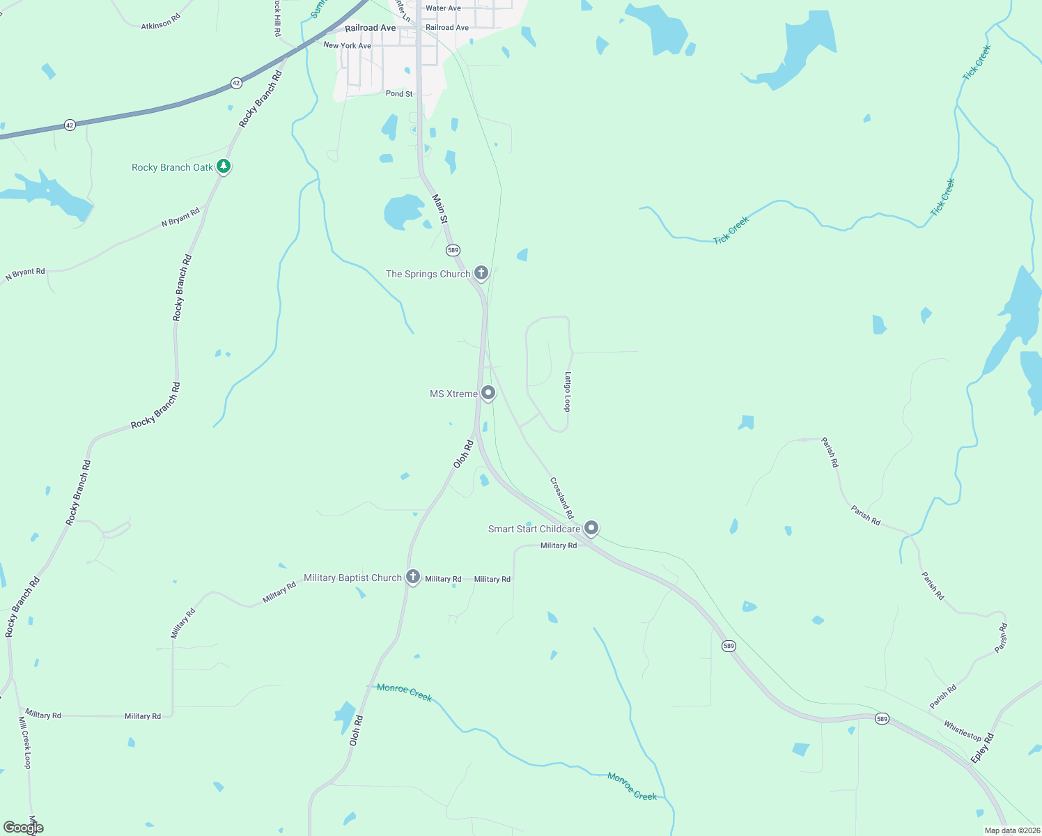 map of restaurants, bars, coffee shops, grocery stores, and more near 106 Crossland Road in Sumrall