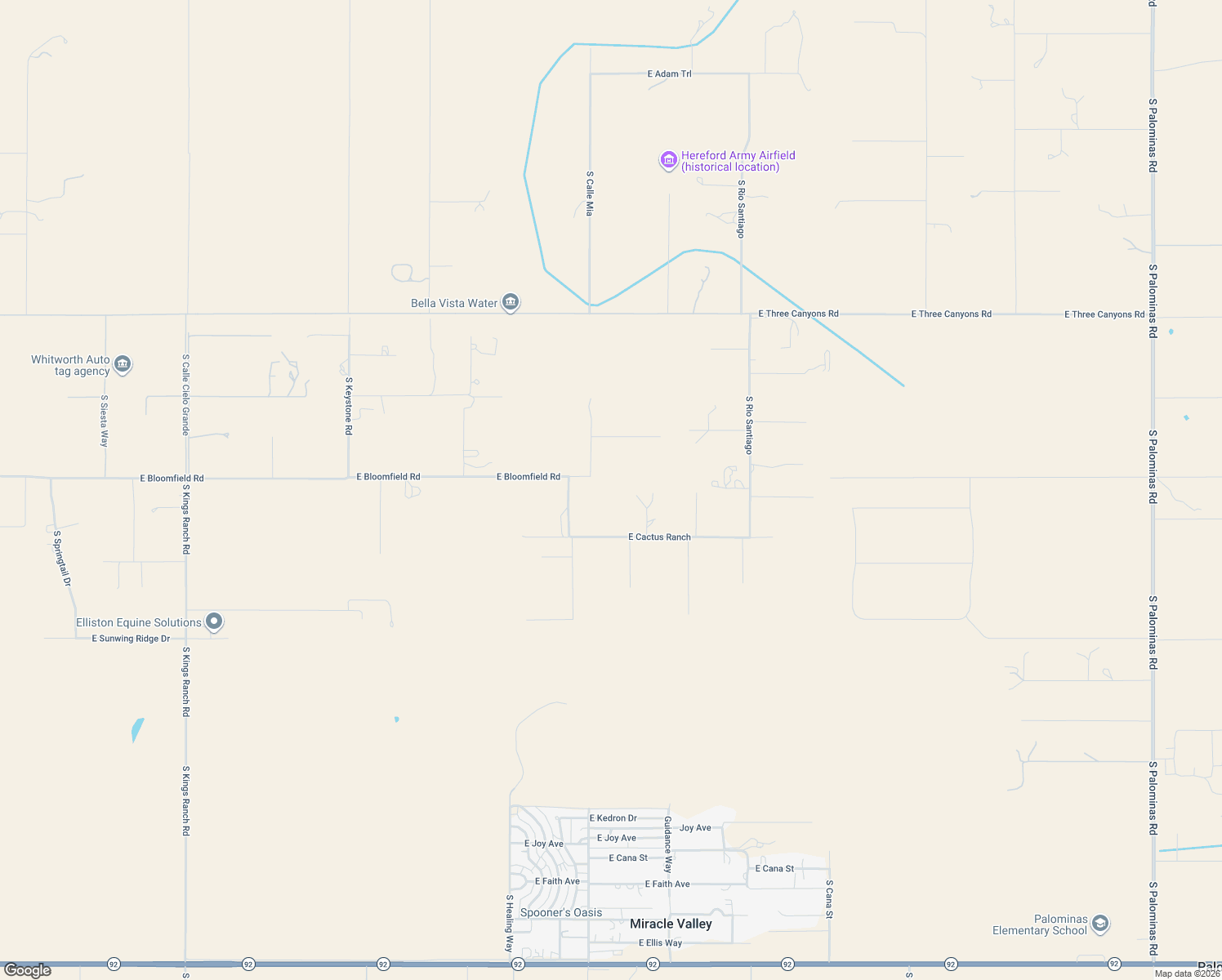 map of restaurants, bars, coffee shops, grocery stores, and more near 9398 East Bloomfield Road in Hereford