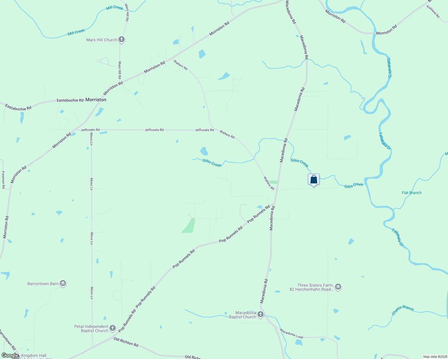 map of restaurants, bars, coffee shops, grocery stores, and more near 91 Cedar Grove Rd in Petal