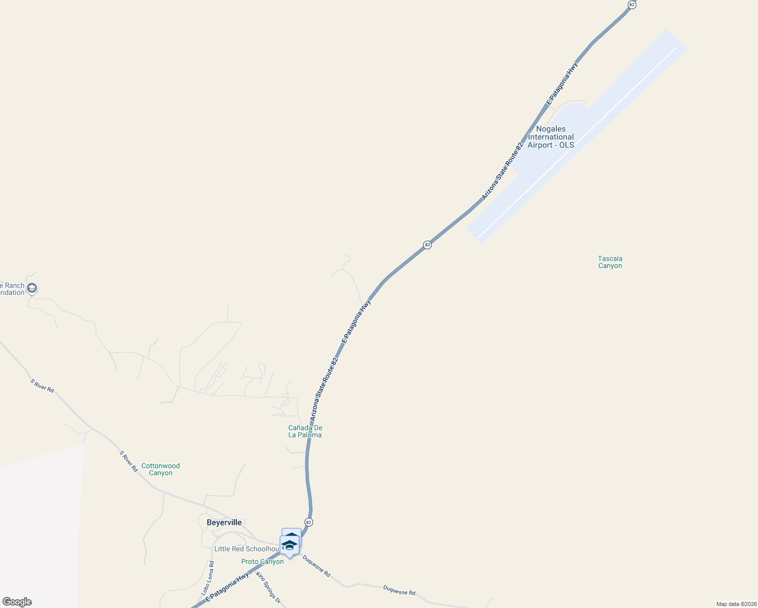 map of restaurants, bars, coffee shops, grocery stores, and more near 714 East Patagonia Highway in Nogales