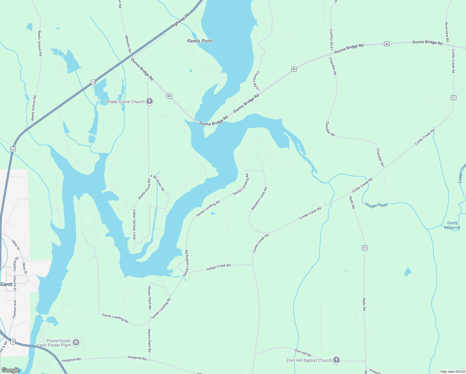 map of restaurants, bars, coffee shops, grocery stores, and more near 30153 Sandy Landing Road in Andalusia