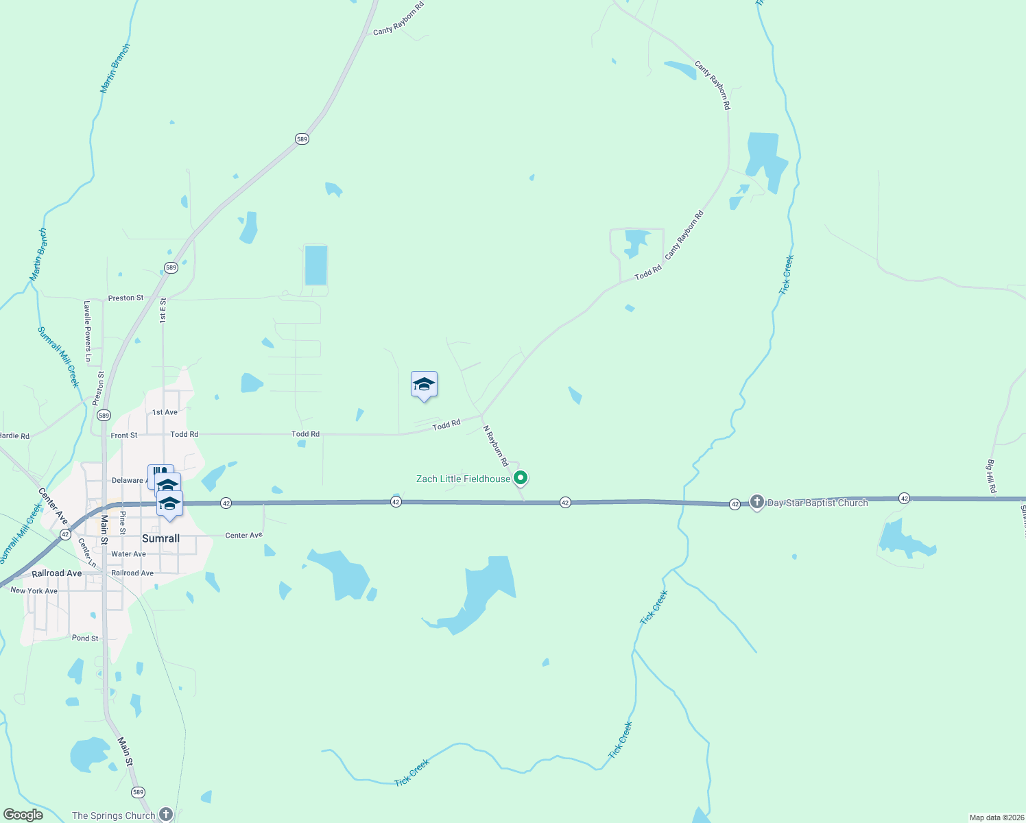 map of restaurants, bars, coffee shops, grocery stores, and more near 263 Todd Rd in Sumrall