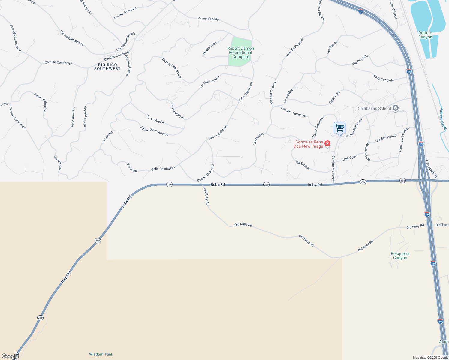 map of restaurants, bars, coffee shops, grocery stores, and more near 889 Via Puebla in Rio Rico