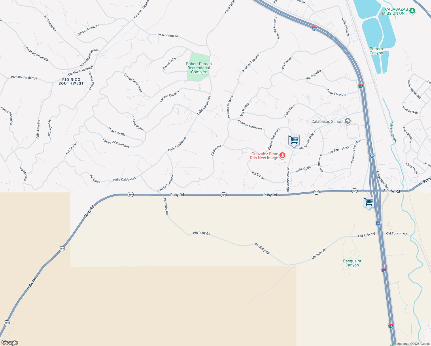 map of restaurants, bars, coffee shops, grocery stores, and more near 901 Via Puebla in Rio Rico