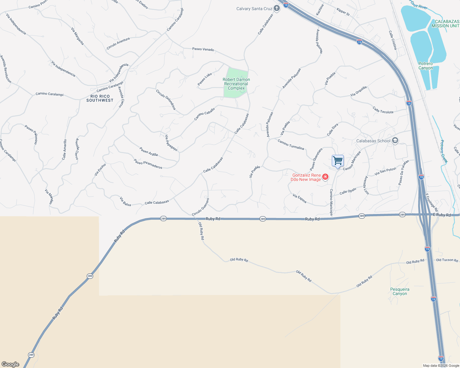 map of restaurants, bars, coffee shops, grocery stores, and more near 340 Nuevo Leon Court in Rio Rico
