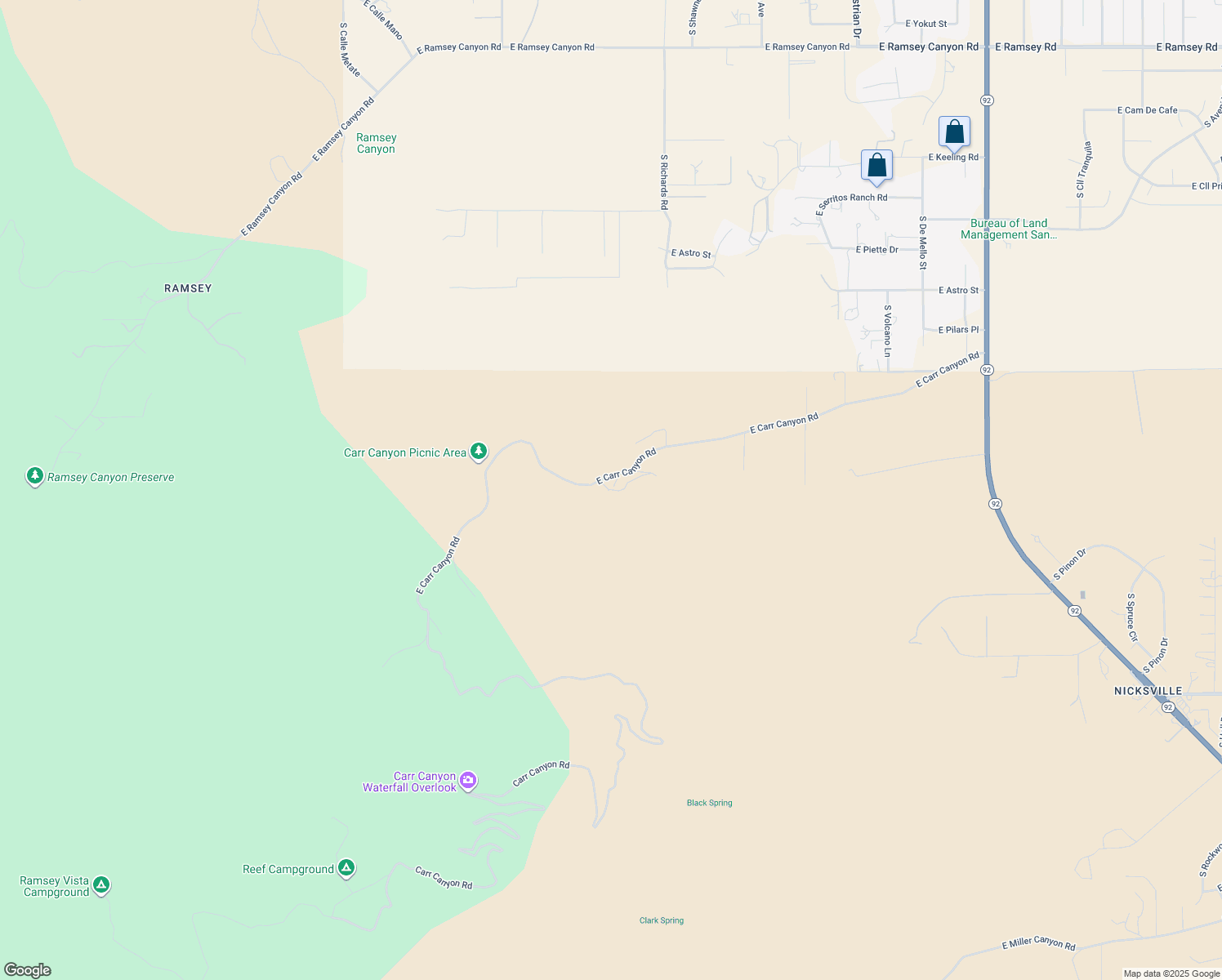 map of restaurants, bars, coffee shops, grocery stores, and more near 1972 East Carr Canyon Road in Hereford