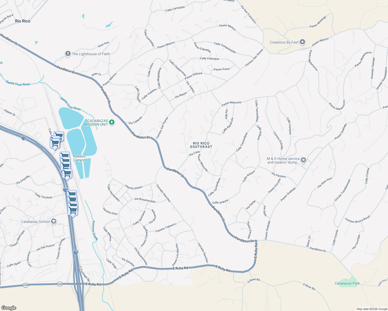 map of restaurants, bars, coffee shops, grocery stores, and more near 170 Via Casa in Rio Rico