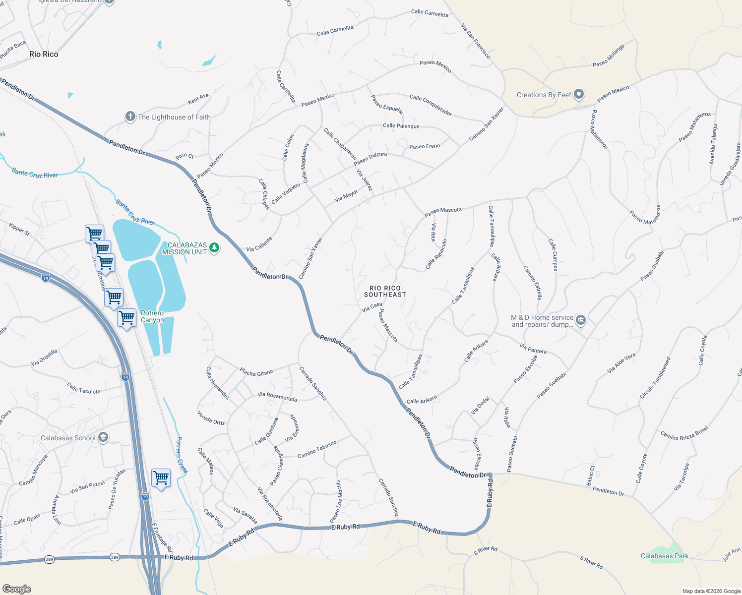 map of restaurants, bars, coffee shops, grocery stores, and more near 170 Via Casa in Rio Rico