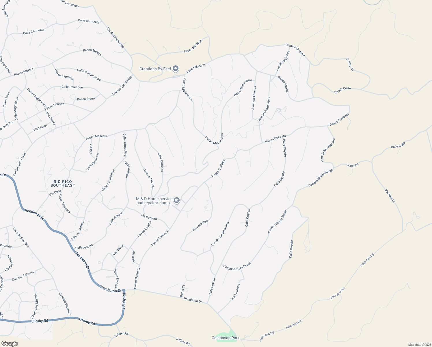 map of restaurants, bars, coffee shops, grocery stores, and more near Paseo Guebabi in Rio Rico