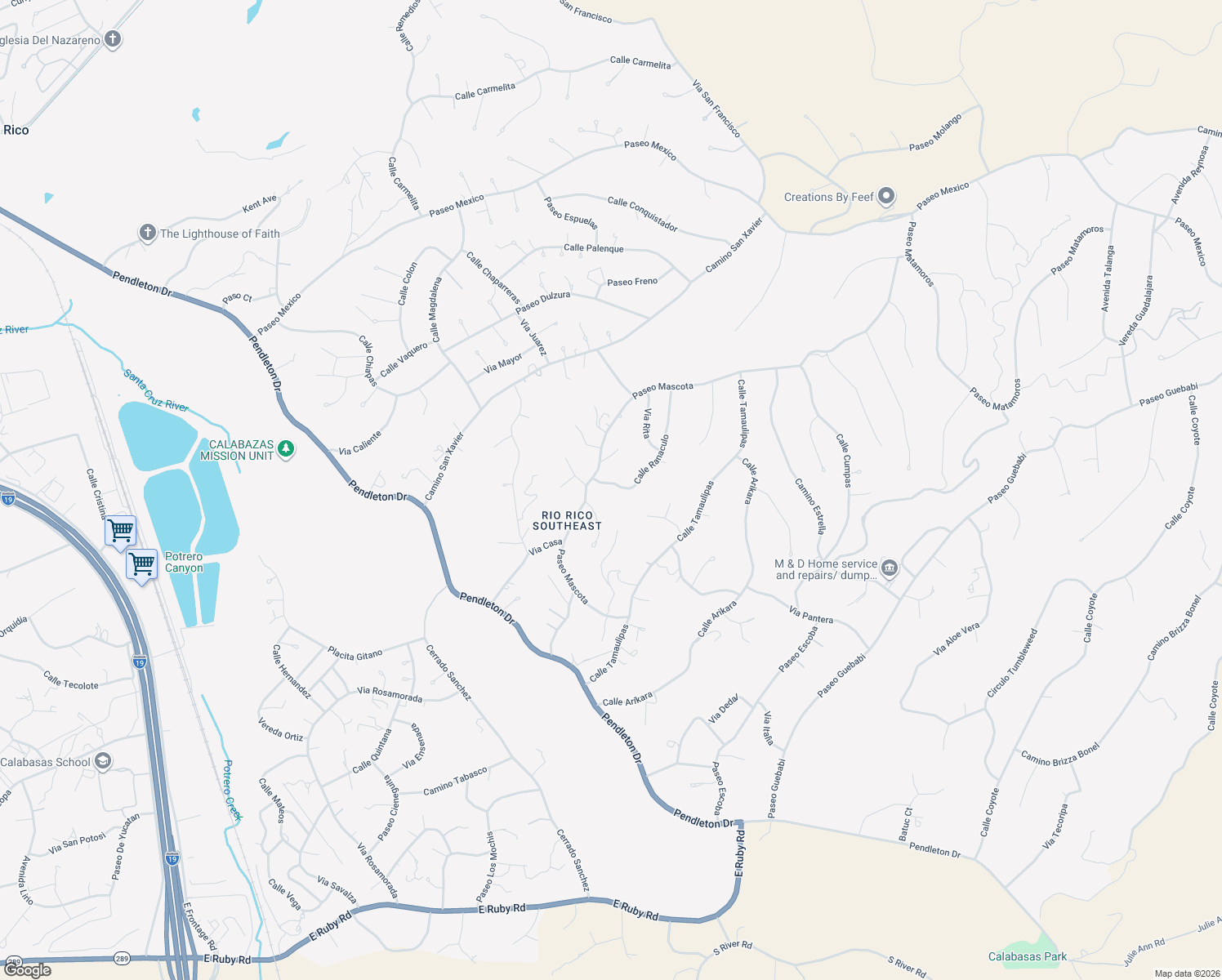 map of restaurants, bars, coffee shops, grocery stores, and more near 201 Mescal Court in Rio Rico