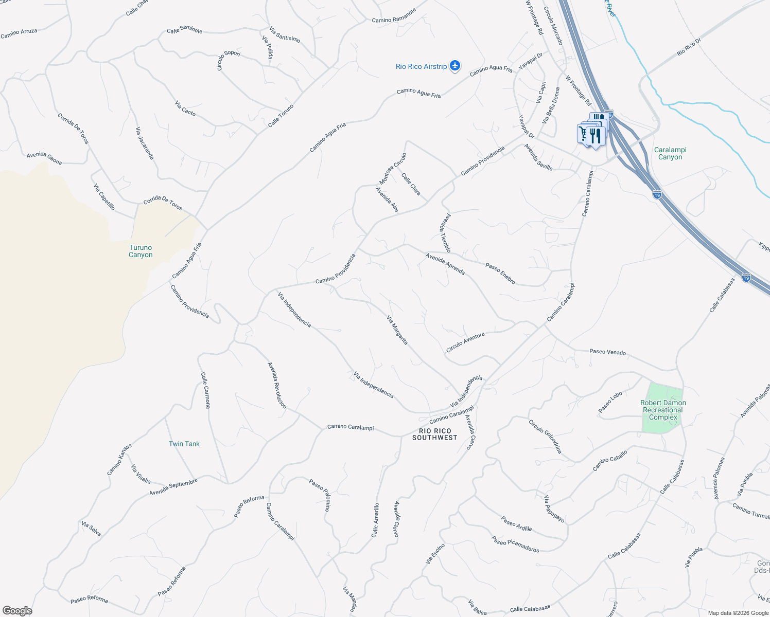 map of restaurants, bars, coffee shops, grocery stores, and more near 1013 Pino Court in Rio Rico