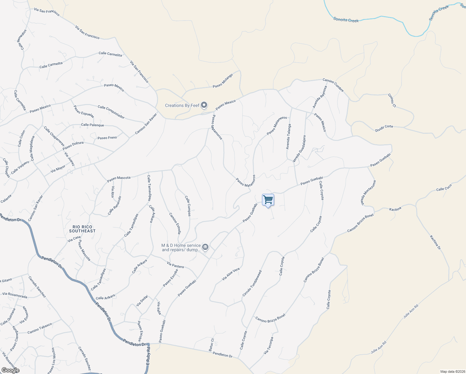 map of restaurants, bars, coffee shops, grocery stores, and more near 1140 Paseo Matamoros in Rio Rico