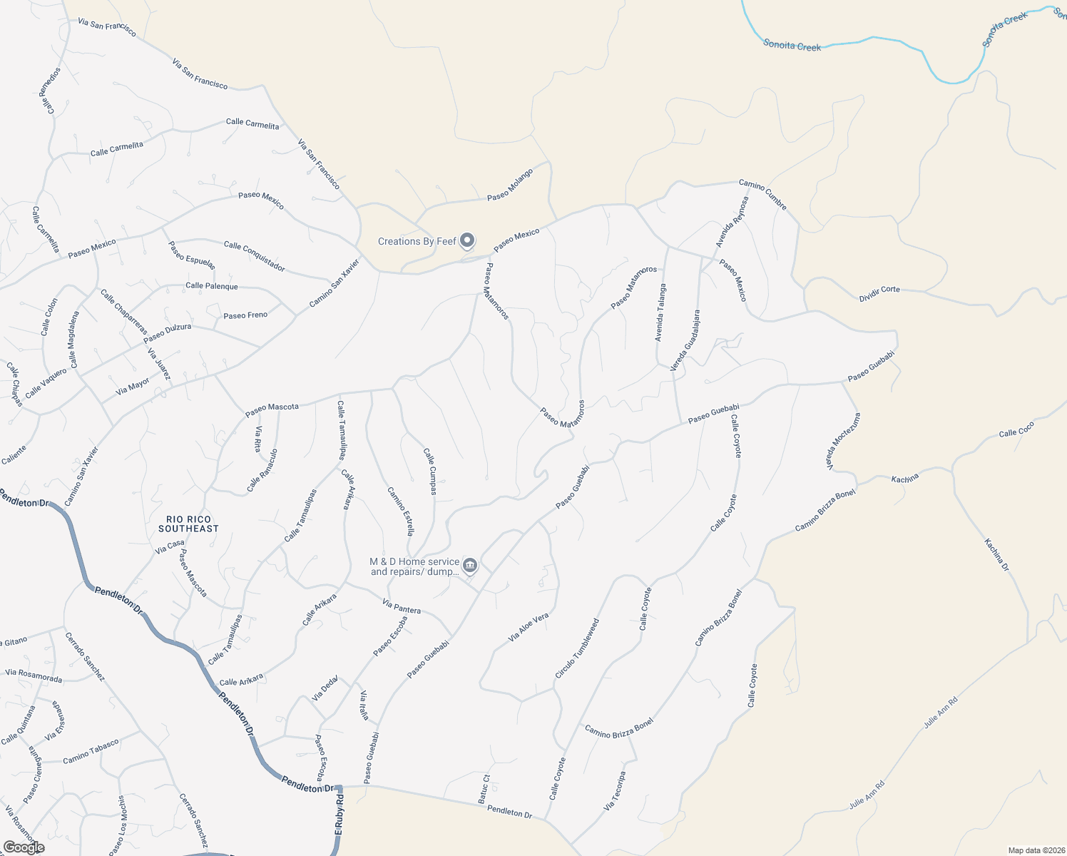 map of restaurants, bars, coffee shops, grocery stores, and more near 1140 Paseo Matamoros in Rio Rico