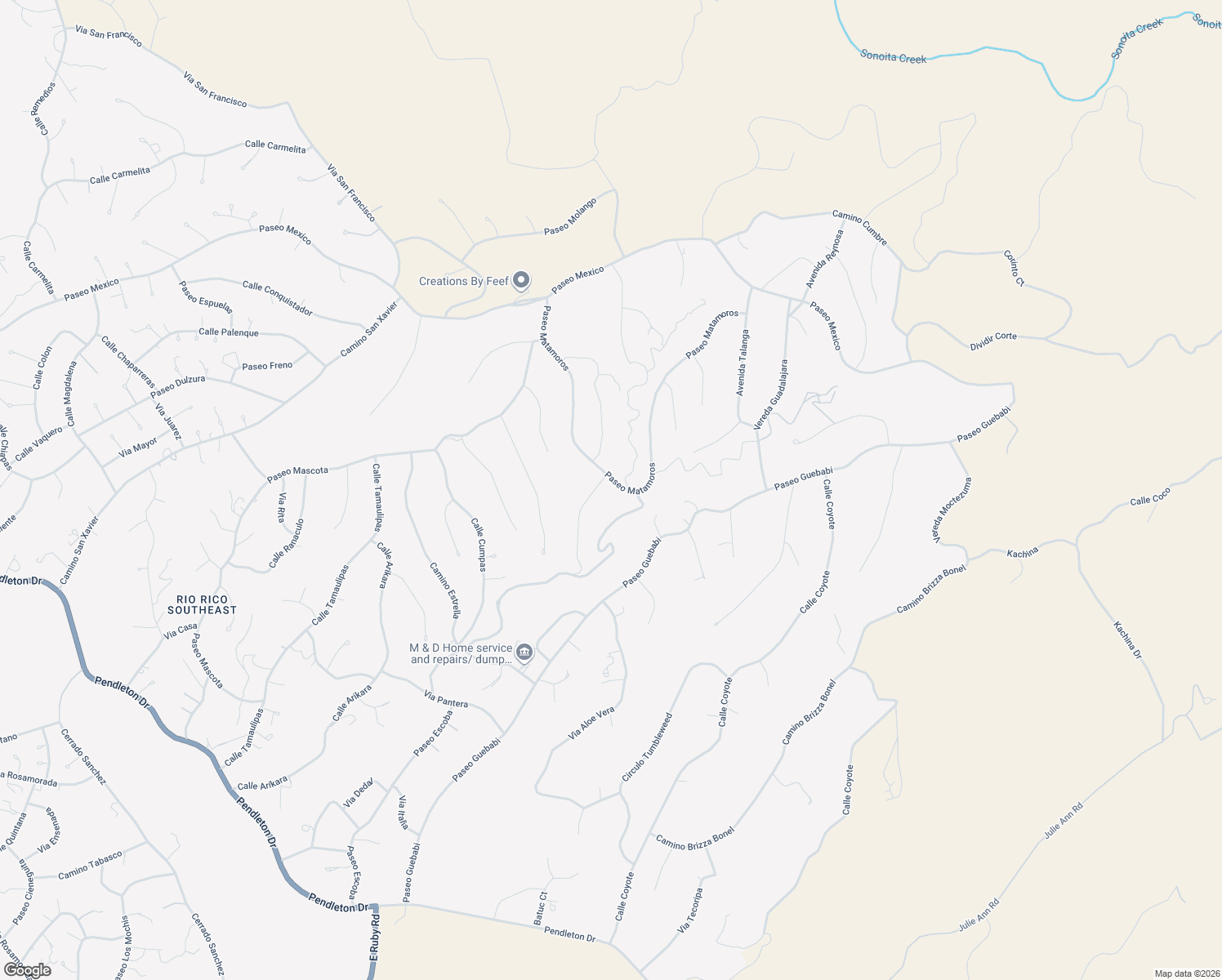 map of restaurants, bars, coffee shops, grocery stores, and more near 1140 Paseo Matamoros in Rio Rico