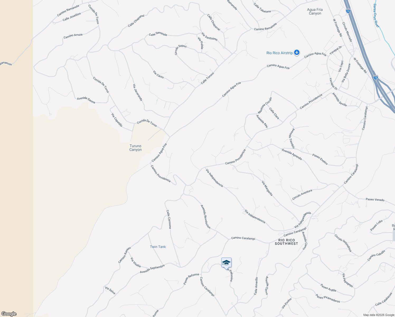 map of restaurants, bars, coffee shops, grocery stores, and more near 452 Camino Providencia in Rio Rico