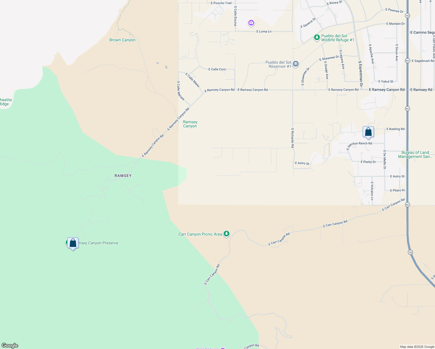 map of restaurants, bars, coffee shops, grocery stores, and more near 1389 East Moonrise Trail in Hereford