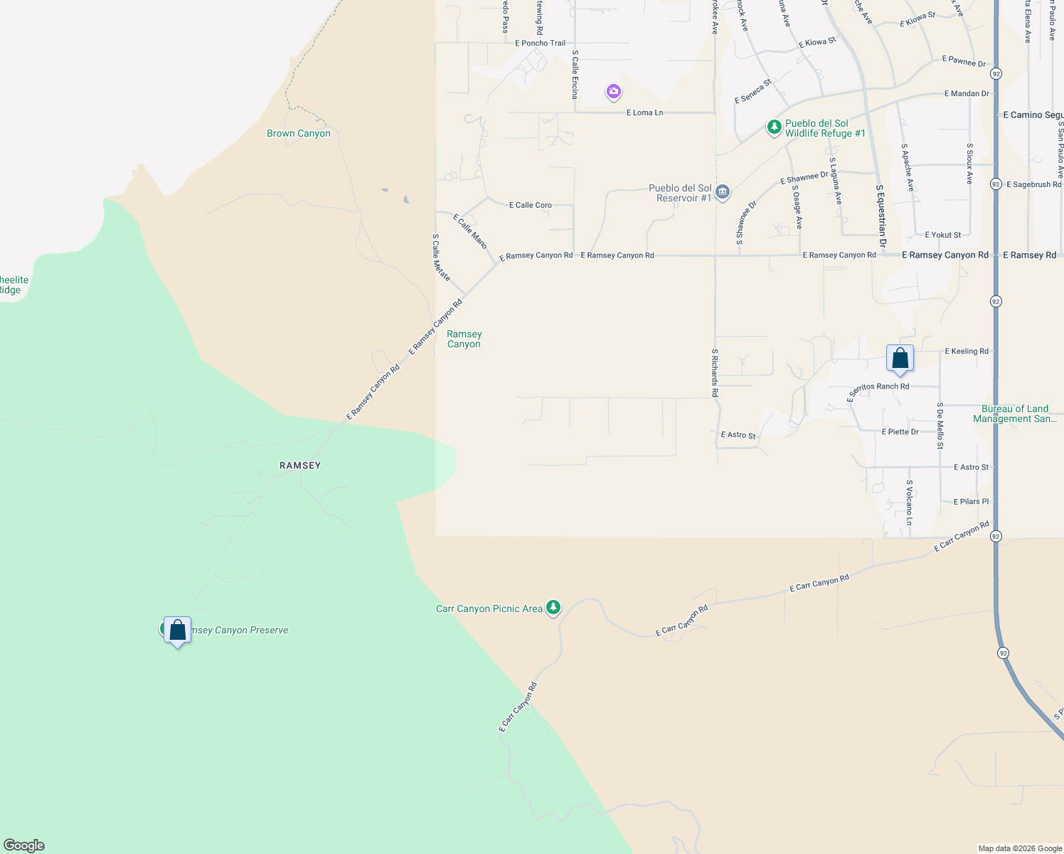 map of restaurants, bars, coffee shops, grocery stores, and more near 1389 East Moonrise Trail in Hereford