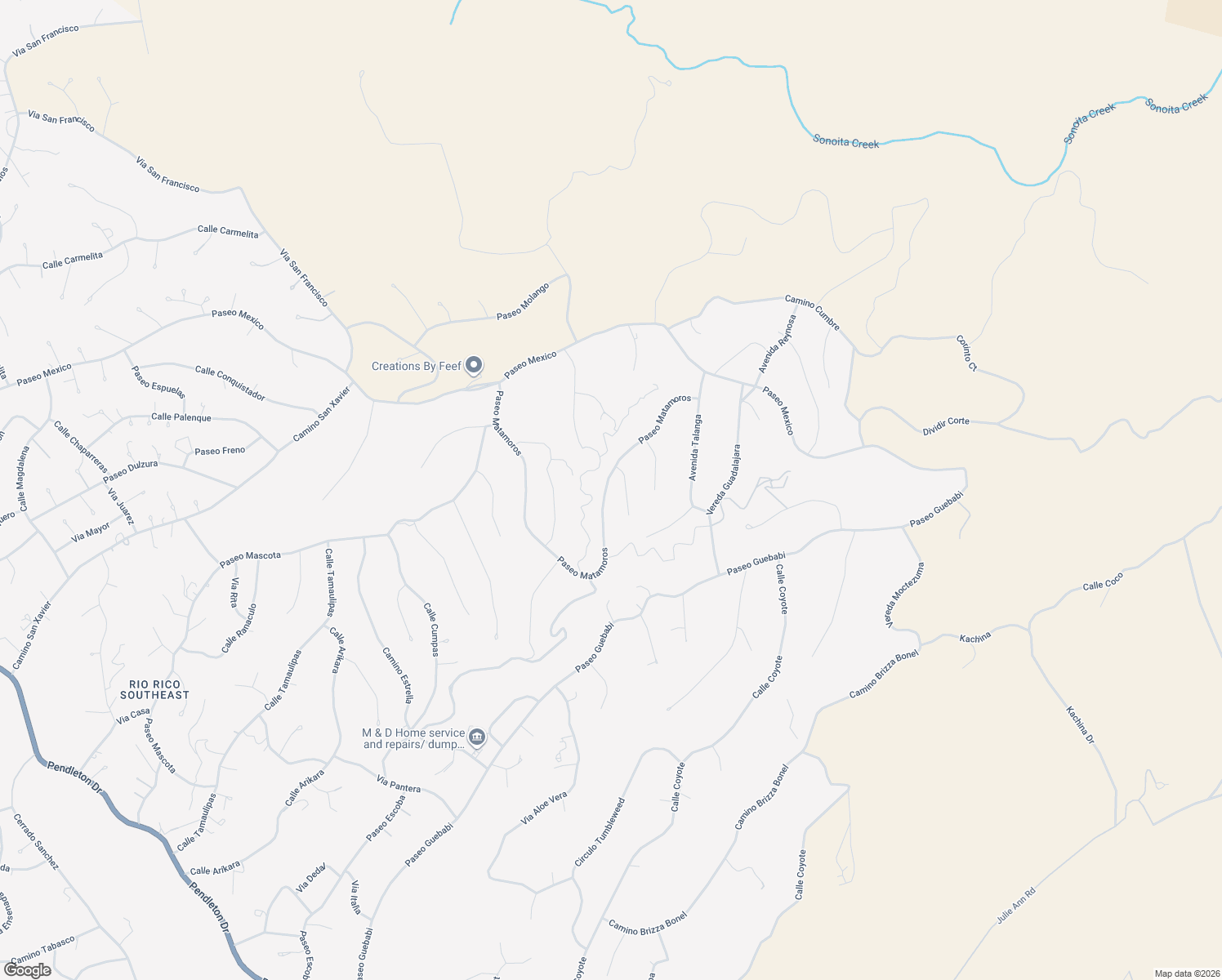 map of restaurants, bars, coffee shops, grocery stores, and more near 1164 Paseo Matamoros in Rio Rico