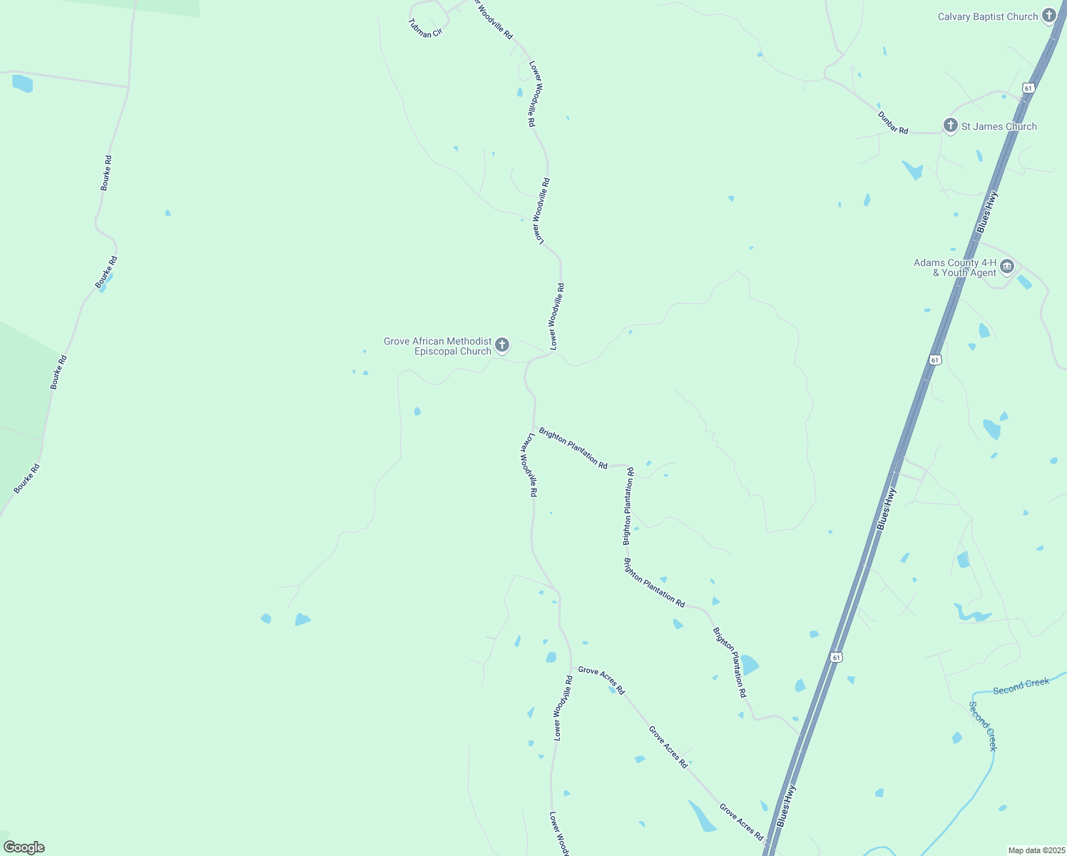 map of restaurants, bars, coffee shops, grocery stores, and more near 759 Lower Woodville Road in Natchez