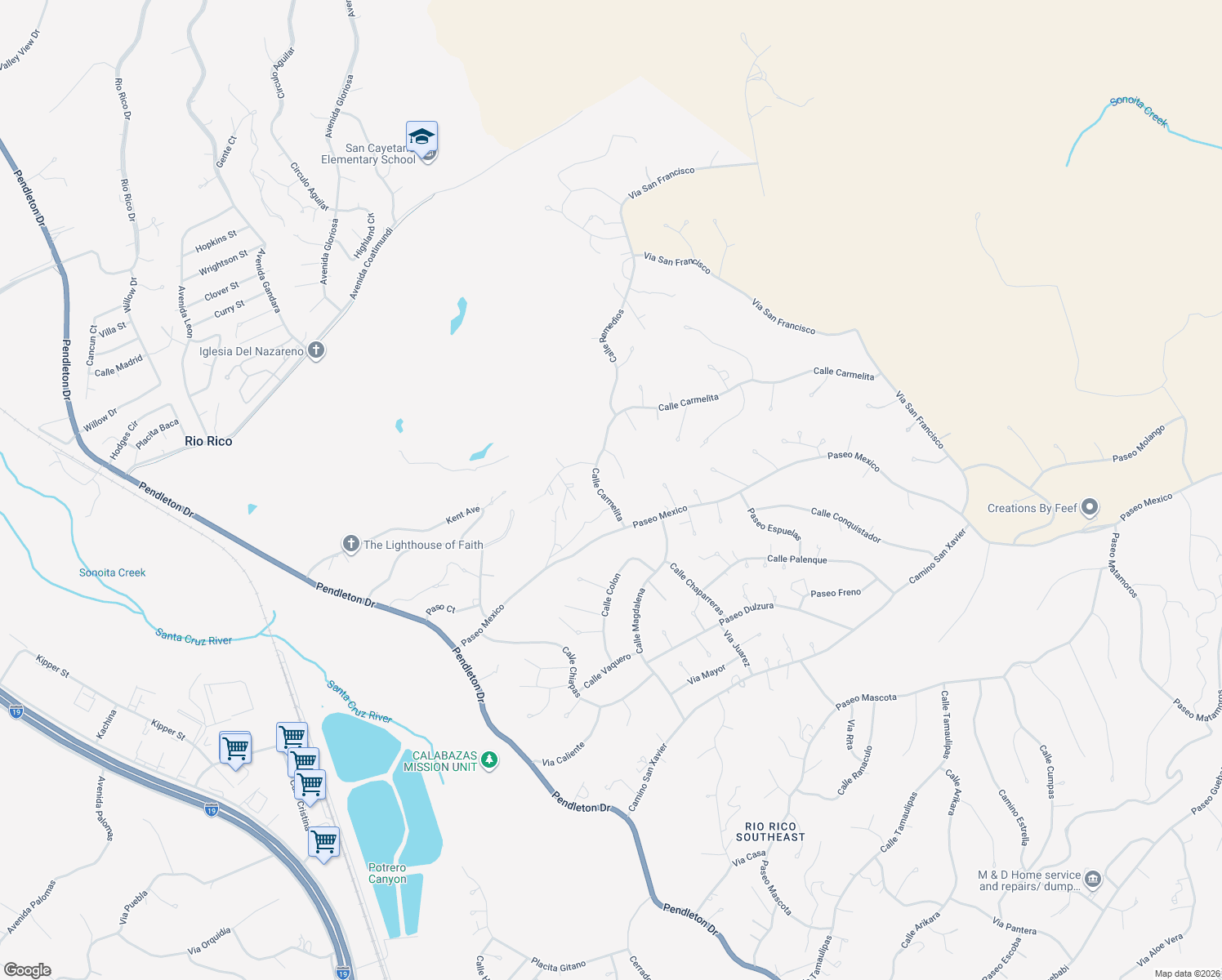 map of restaurants, bars, coffee shops, grocery stores, and more near 1107 Calle Carmelita in Rio Rico