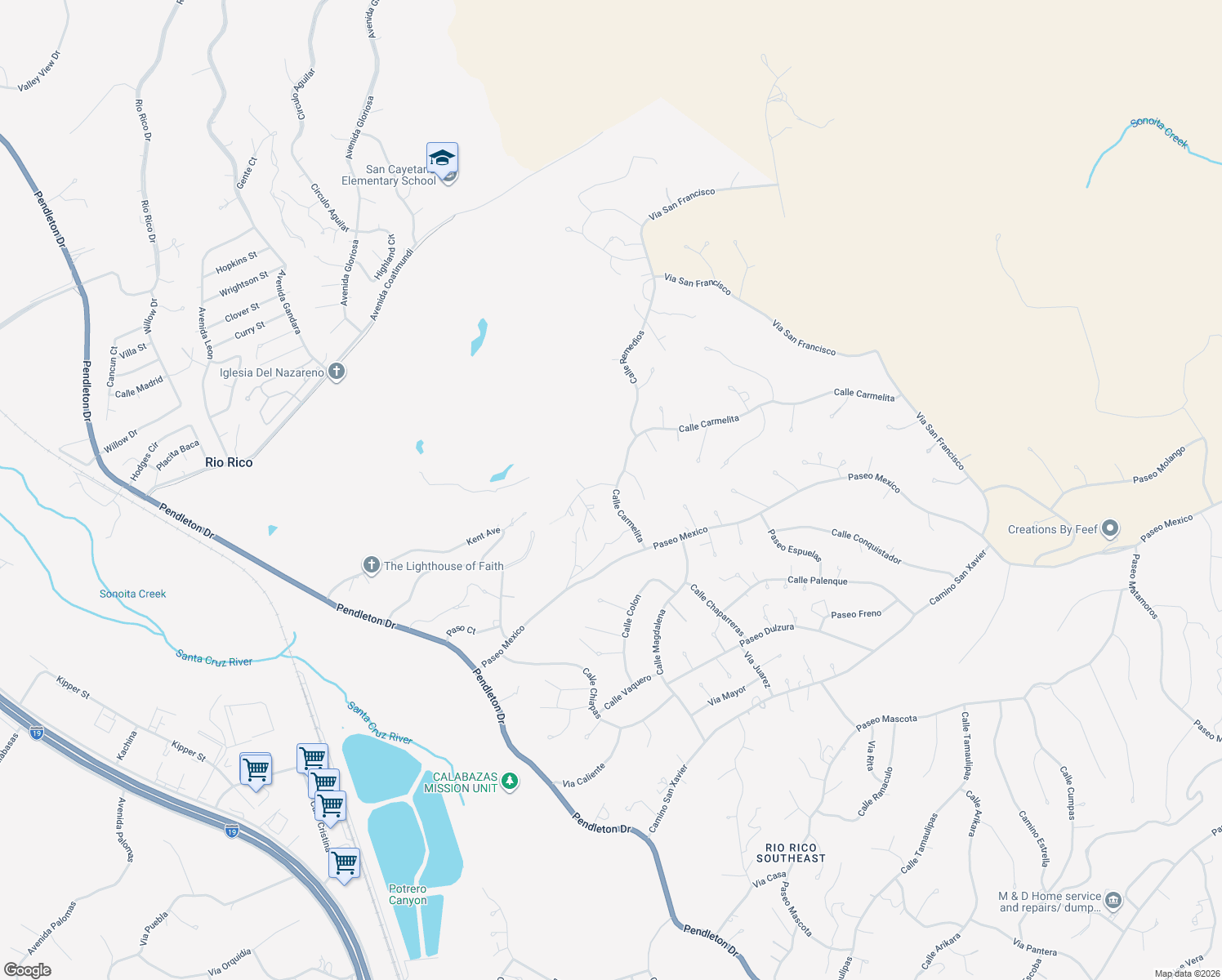 map of restaurants, bars, coffee shops, grocery stores, and more near 1107 Calle Carmelita in Rio Rico
