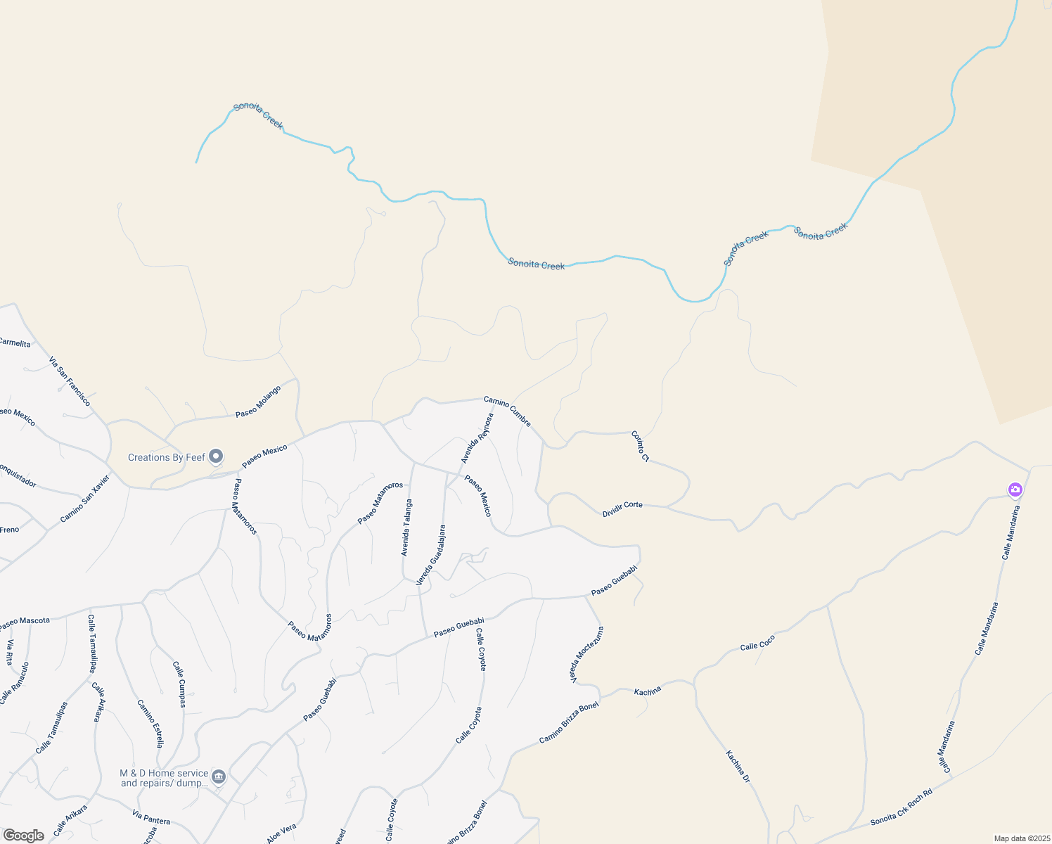 map of restaurants, bars, coffee shops, grocery stores, and more near 225-245 Camino Cumbre in Rio Rico