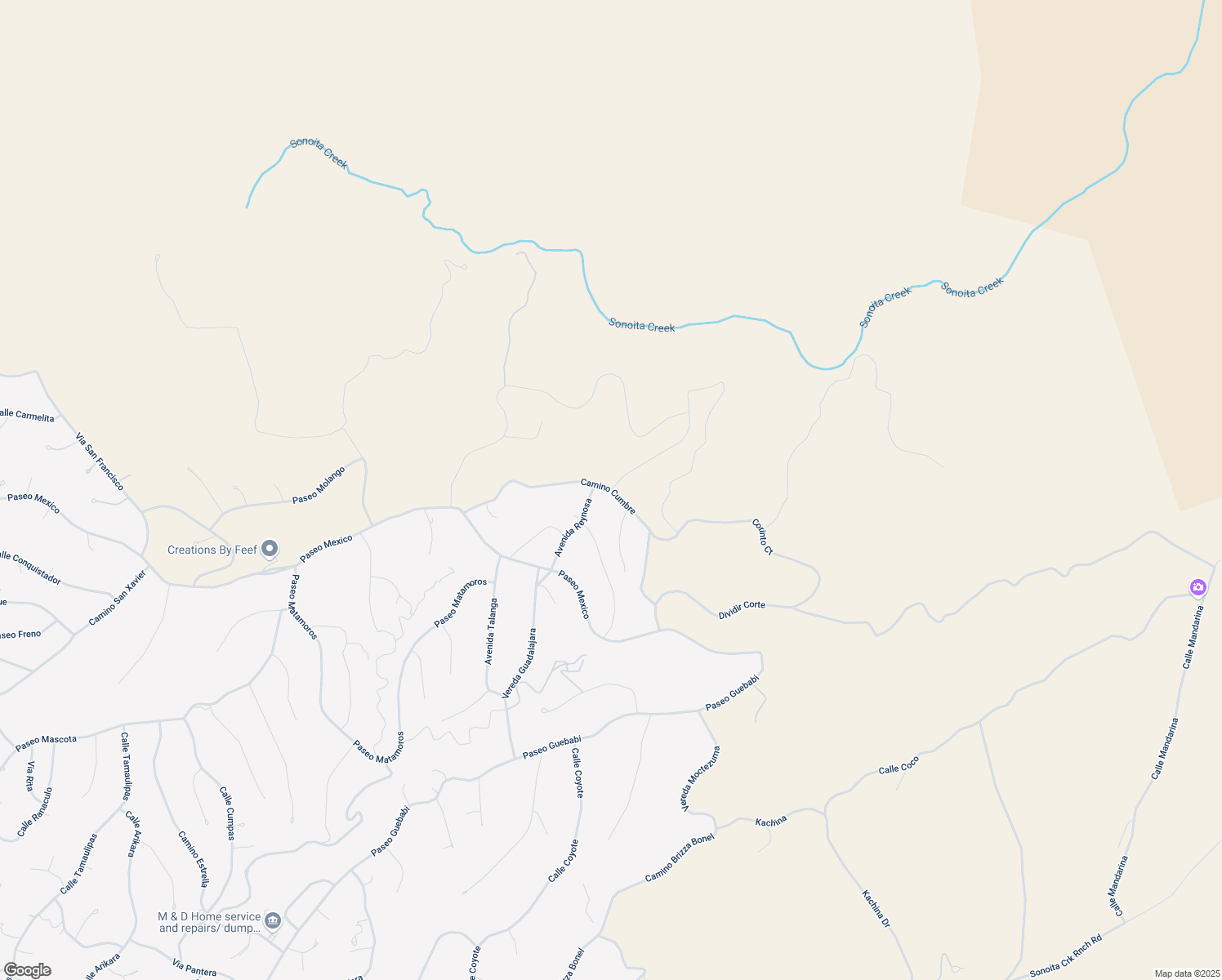 map of restaurants, bars, coffee shops, grocery stores, and more near 225 Camino Cumbre in Rio Rico