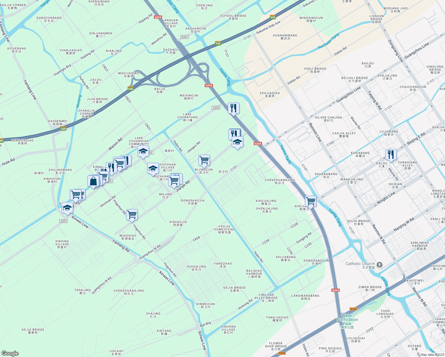 map of restaurants, bars, coffee shops, grocery stores, and more near Guang Zhou Xi Lu in Su Zhou Shi